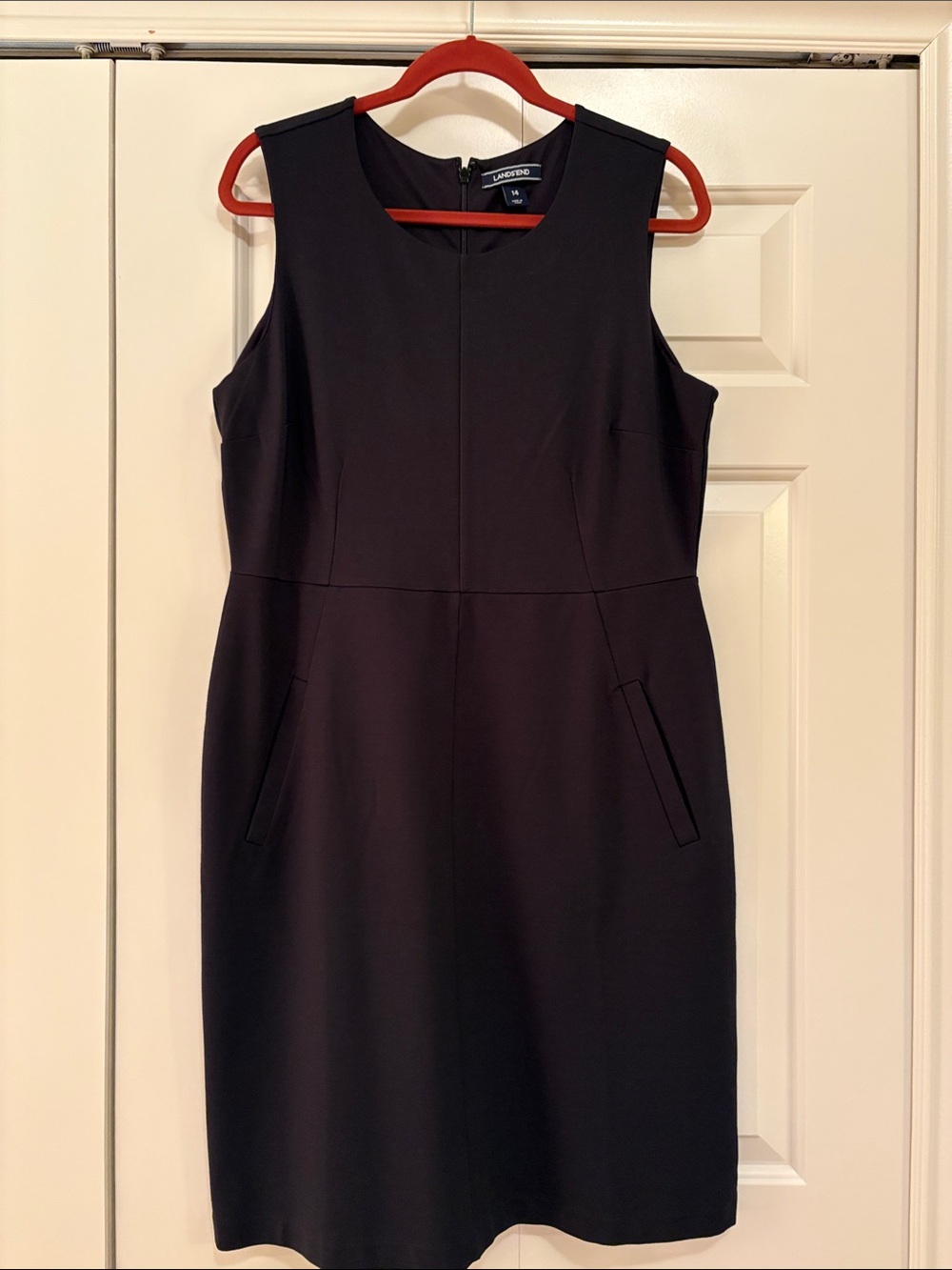 Lands' End Black Sleeveless Midi Sheath Dress